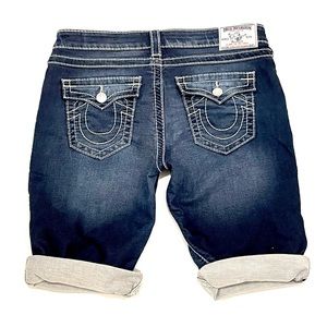 TRUE RELIGION Men’s Denim Stretch Cotton Shorts Dark Wash 31